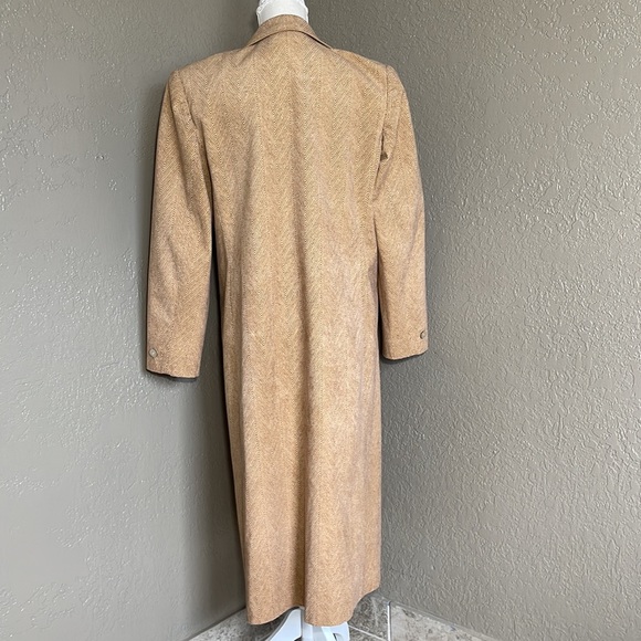 Camel color lightweight trench longline coat duster Vintage Union Made in USA - Picture 8 of 17